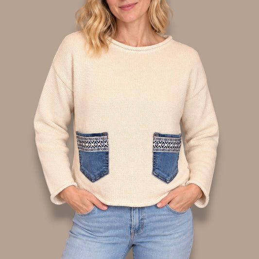 Shannon Passero - Denim Pocket Knit Sweater