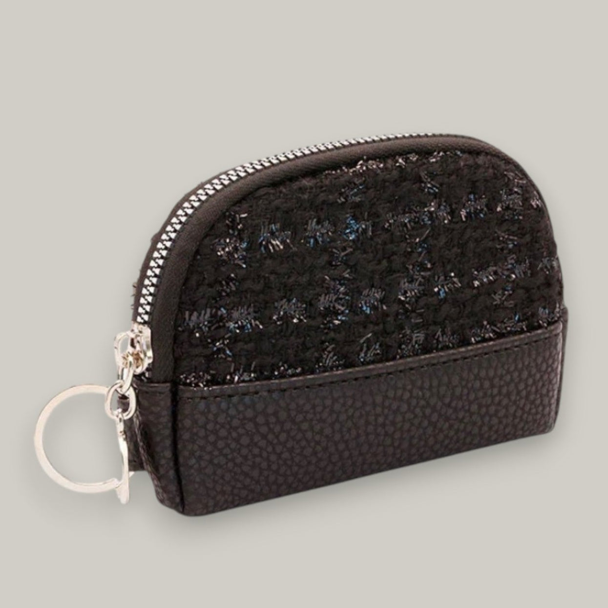 Audrey's -  Tweed & Pebble Coin Purse With Key Ring