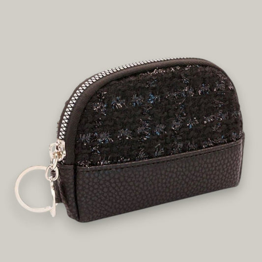 Audrey's -  Tweed & Pebble Coin Purse With Key Ring