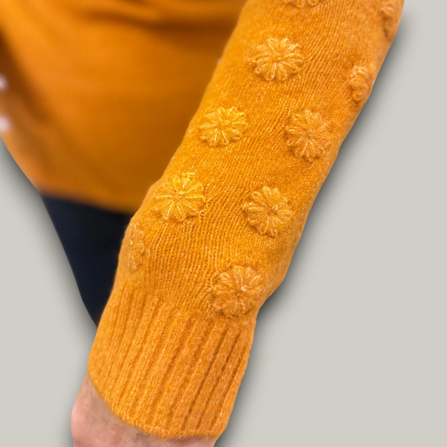 Carreli - Embroidered Blossom Sleeve Knit Sweater