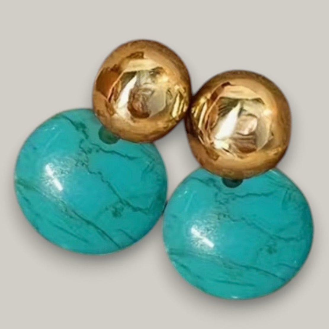 Audrey's - Turquoise & Gold Statement Drop Earrings