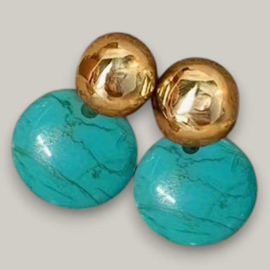 Audrey's - Turquoise & Gold Statement Drop Earrings