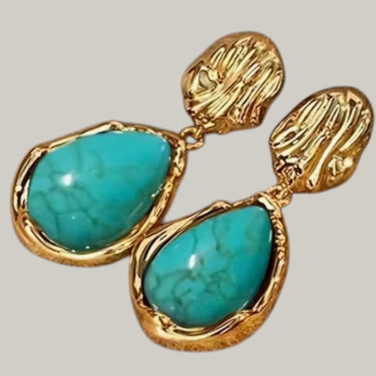 Audrey's - Turquoise Teardrop Sculpted Drop Earrings