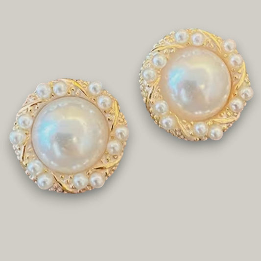 Audrey's - Vintage Pearl Halo Stud Earrings