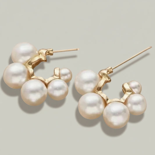 Audrey's - Soft Glow Pearl Hoop Earrings