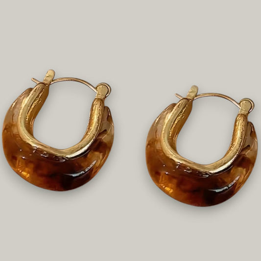 Audrey's - Warm Amber Resin Hoop Earrings