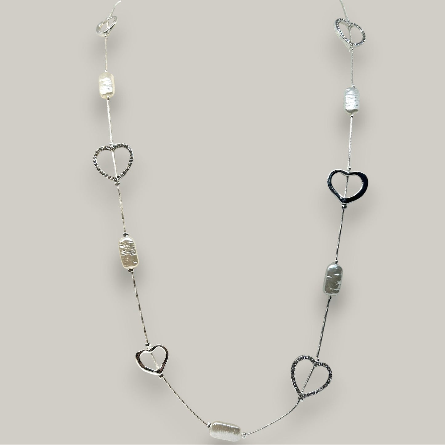 EL-KA - Linked Hearts & Pearl Necklace
