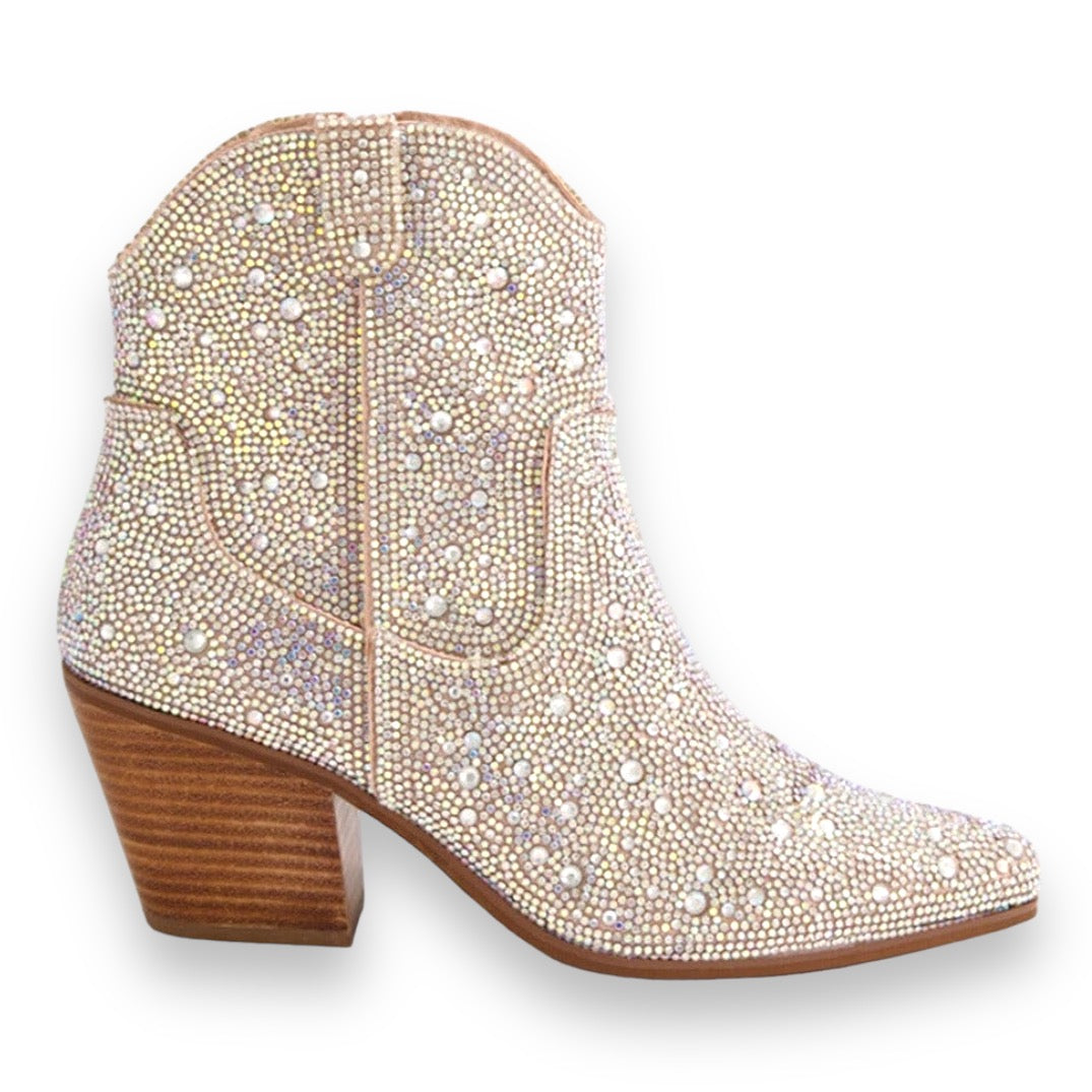 Django & Juliette - Silver Jewel Fabric Ankle Boots