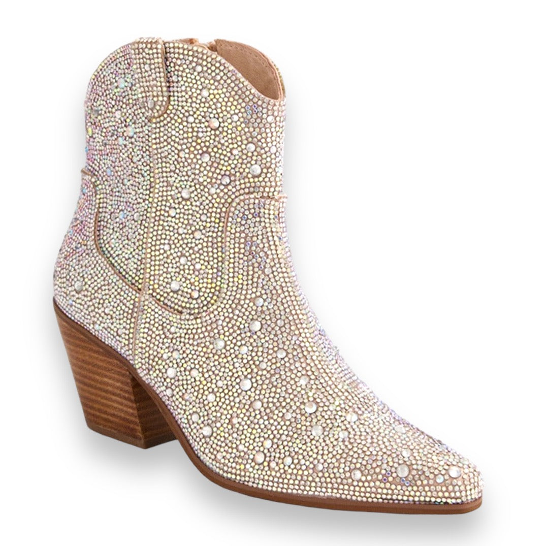 Django & Juliette - Silver Jewel Fabric Ankle Boots