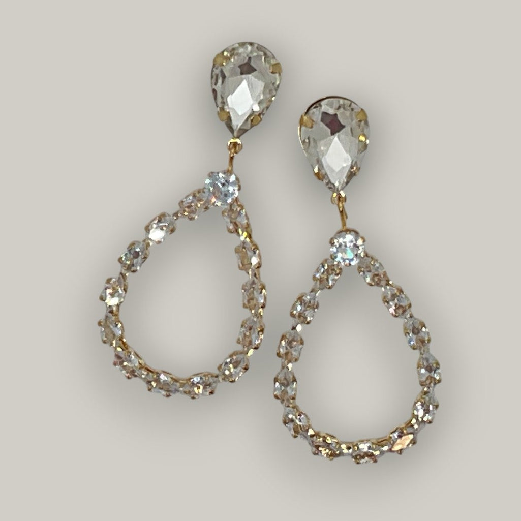 EL-KA - Crystal Teardrop Loop Earrings