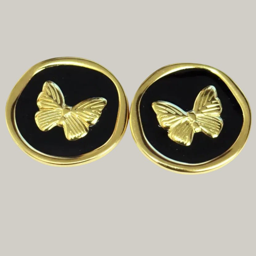 Audrey's - Golden Butterfly Medallion Studs