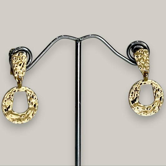 EL-KA - Hammered Loop Clip-On Earrings