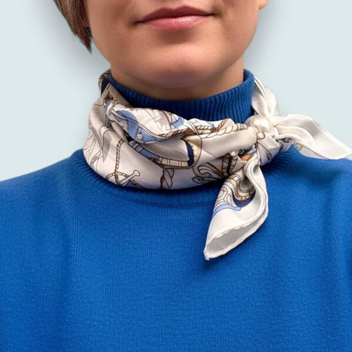 Red Coral - Maritime Pearl Accent Neck Scarf