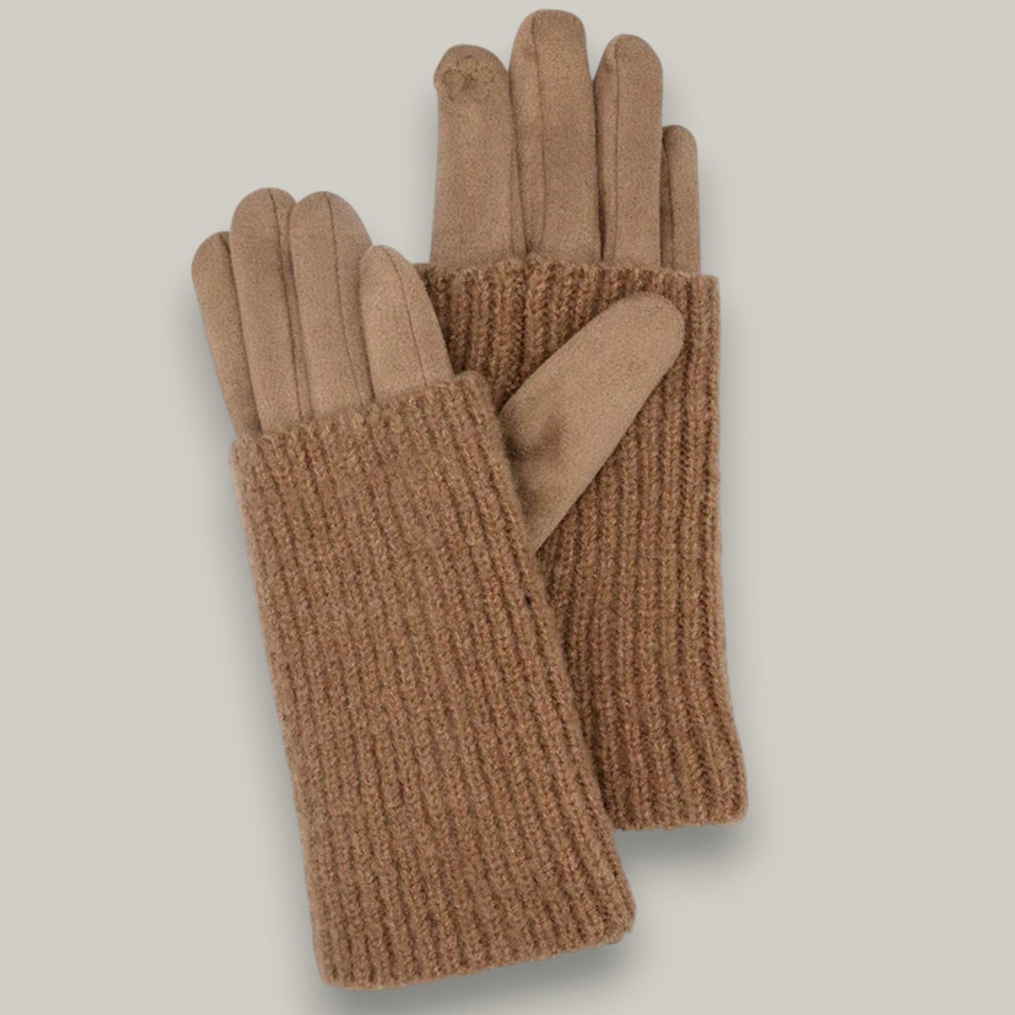Audrey's - Ribbed Wrist Faux Suede Gloves