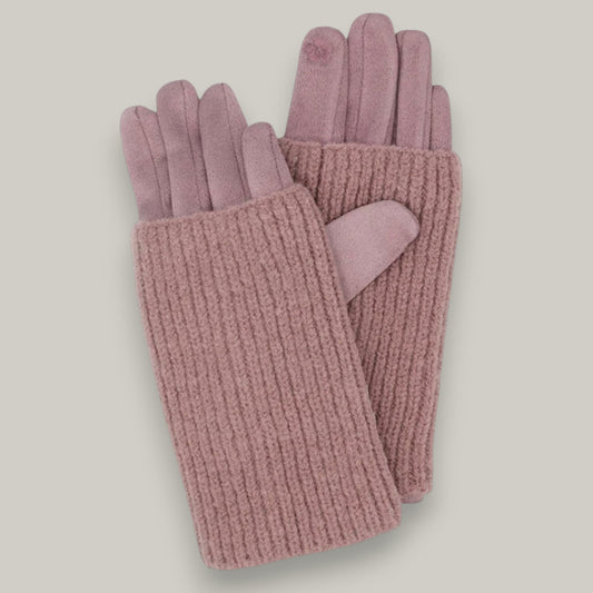 Audrey's - Ribbed Wrist Faux Suede Gloves