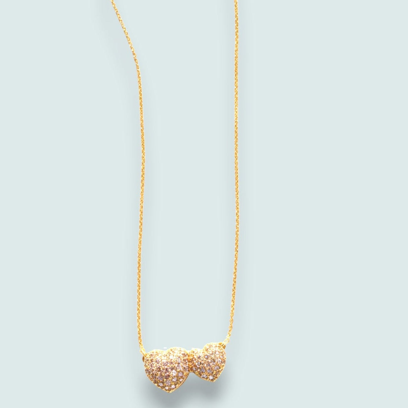 Audrey's - Double Heart Pavé Pendant Necklace