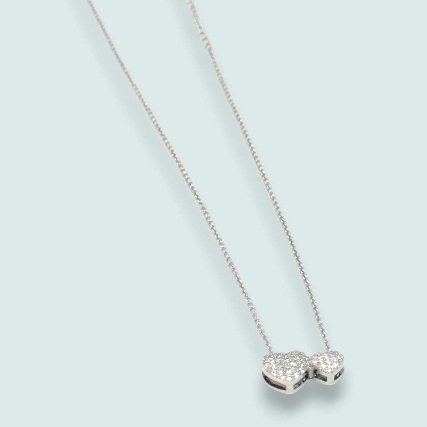 Audrey's - Double Heart Pavé Pendant Necklace
