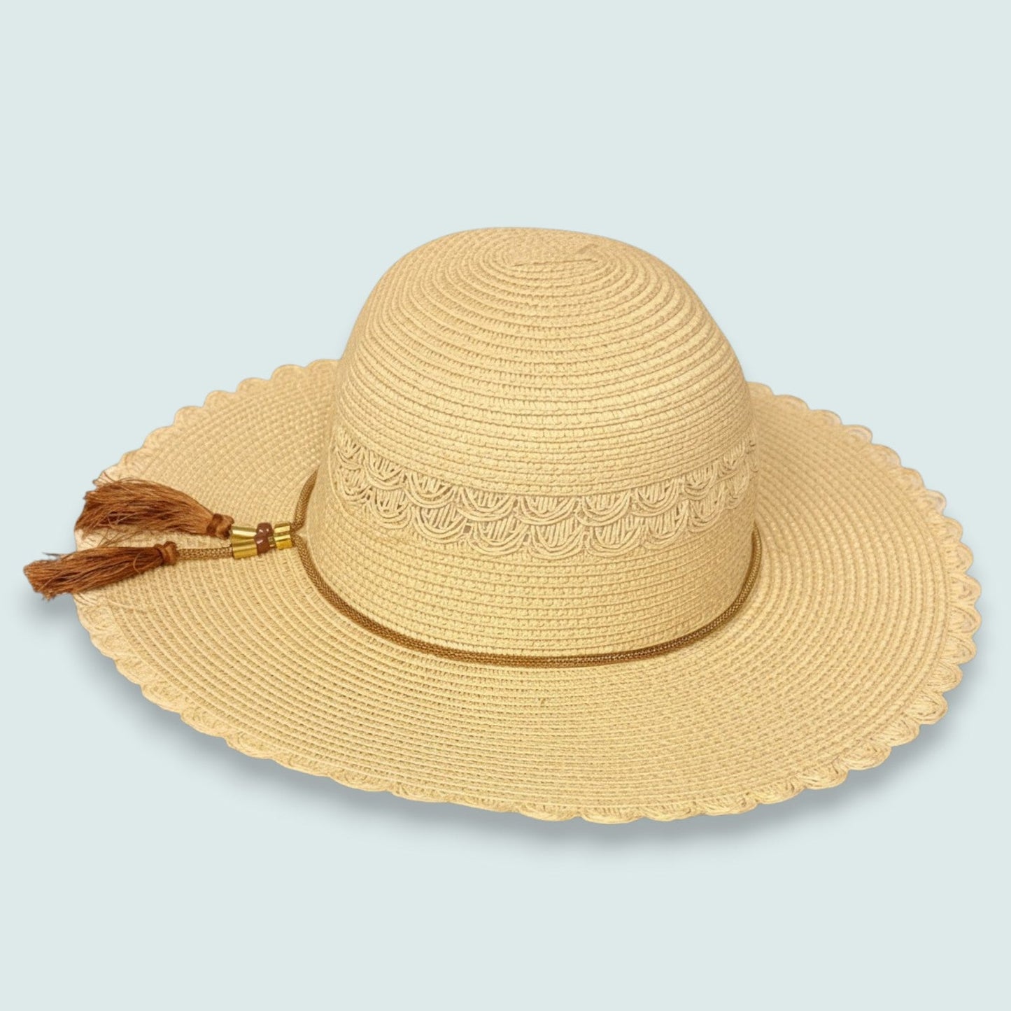 Audrey's - Natural Woven Sun Hat With Tassel Detail
