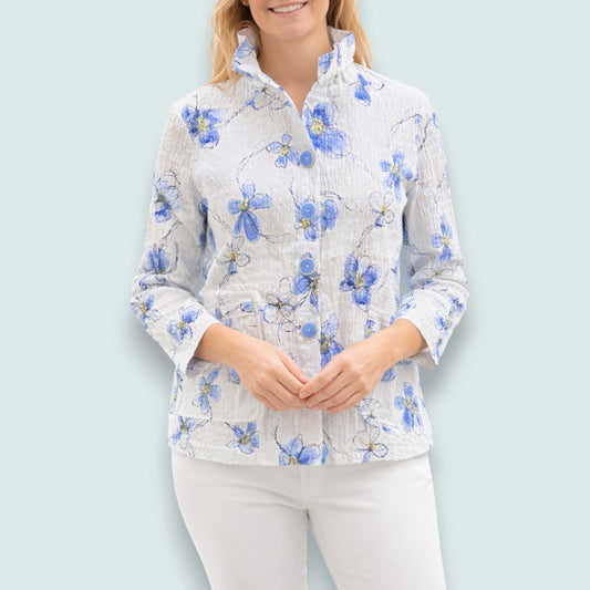 Habitat - Blue Blossom Textured Blouse