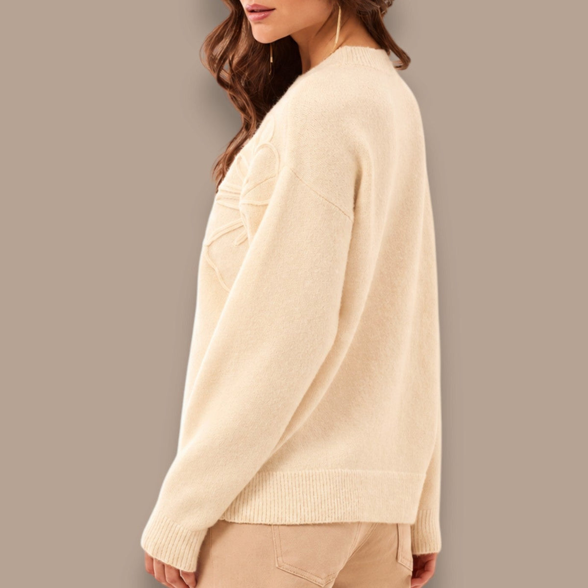 Tribal - Floral Embroidered Mock Neck Sweater