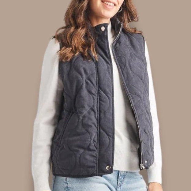 Papillon - Quilted Zip Vest With Pockets