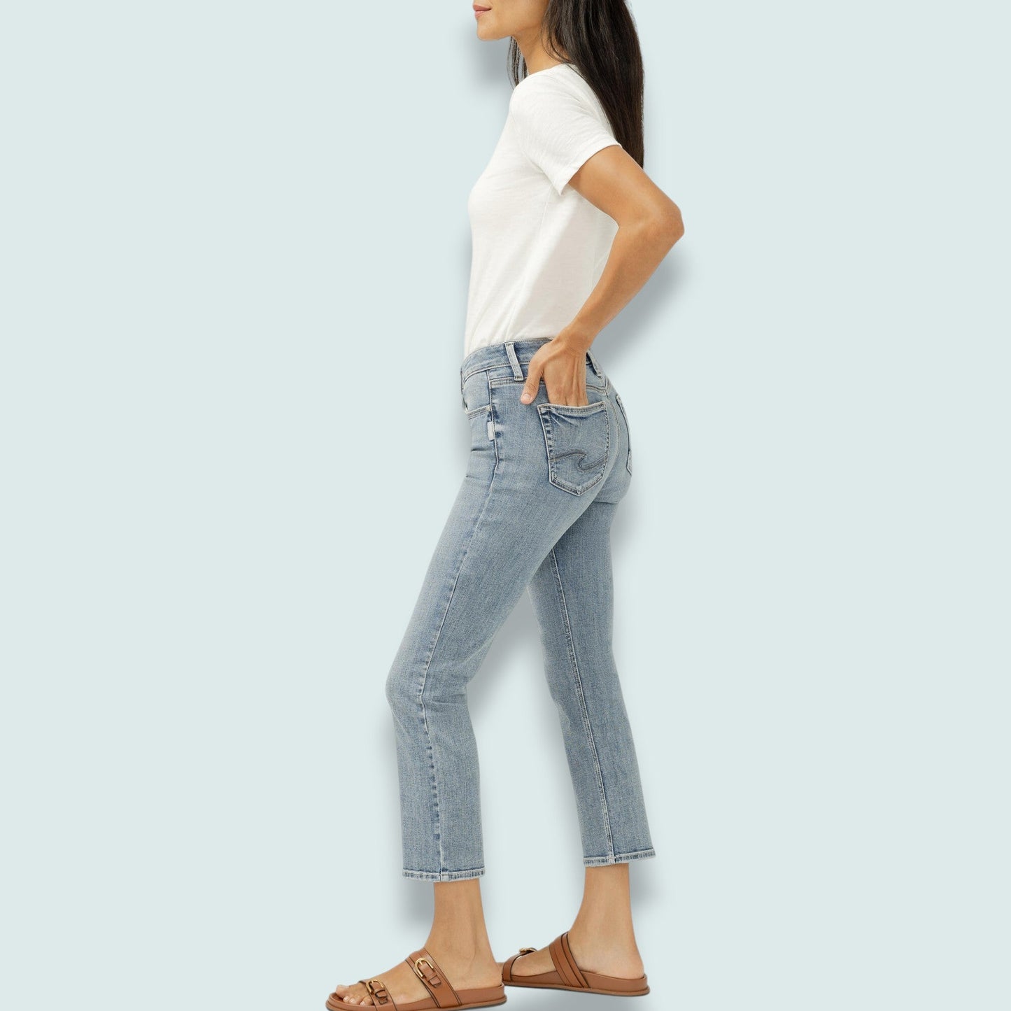Silver Jeans - Suki Mid Rise Cropped Straight Leg Jeans