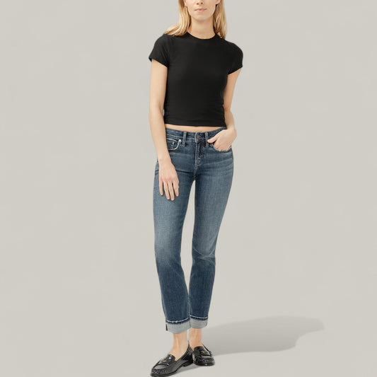 Silver Jeans - Suki Mid Rise Straight Leg Luxe Stretch Jeans