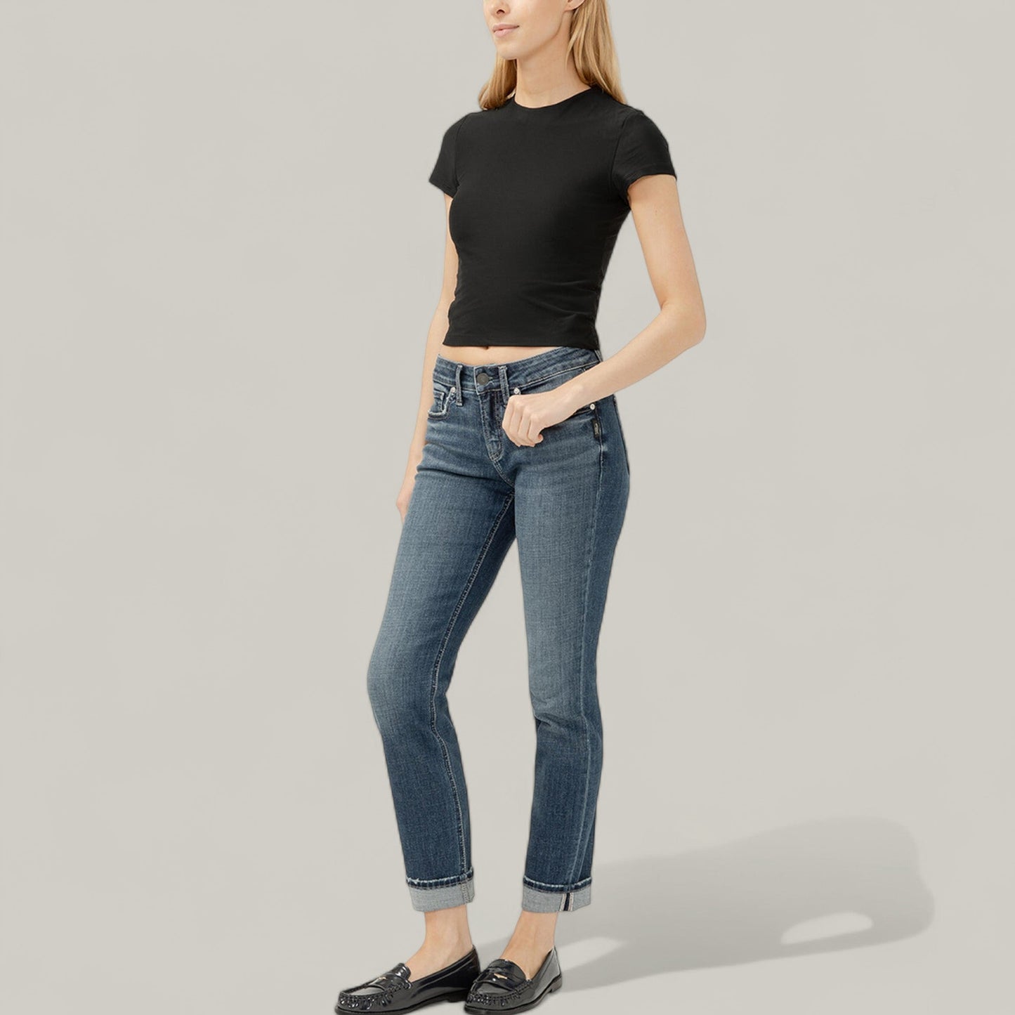 Silver Jeans - Suki Mid Rise Straight Leg Luxe Stretch Jeans