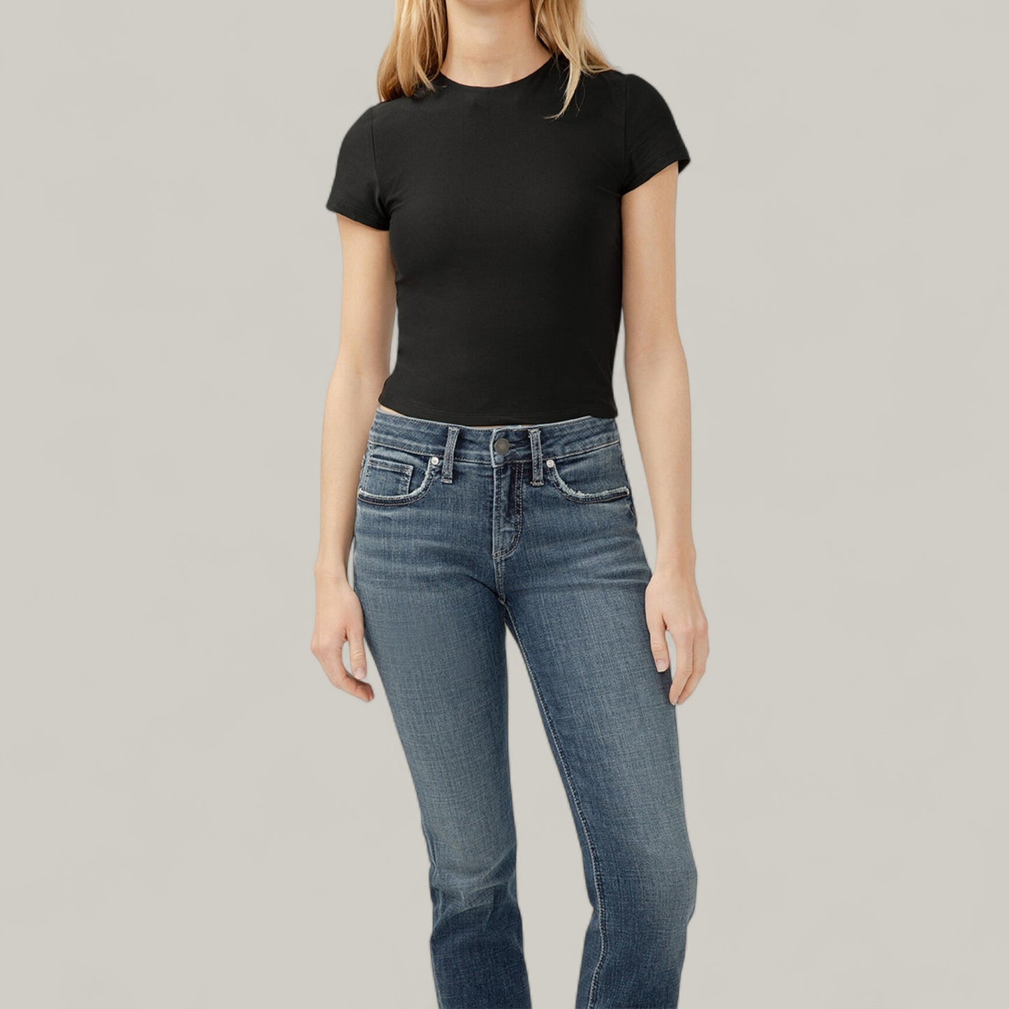 Silver Jeans - Suki Mid Rise Straight Leg Luxe Stretch Jeans