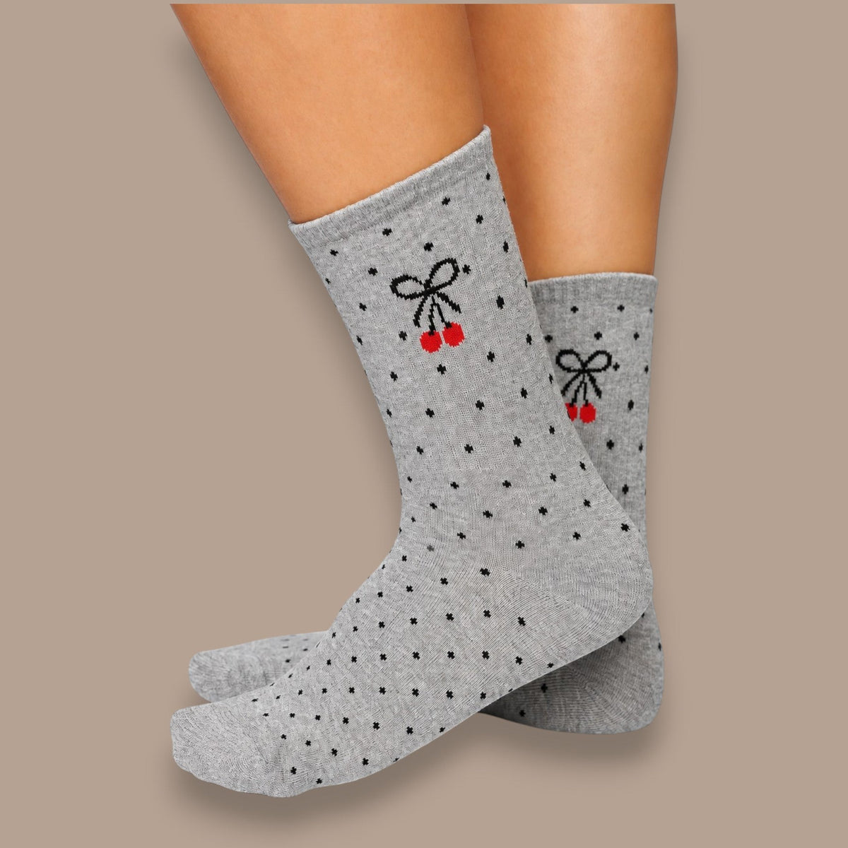 LimLim - Polka Dot Cherry Crew Socks