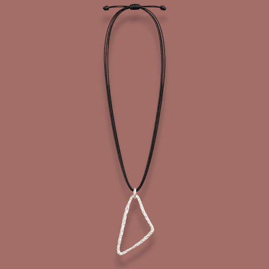 Audrey's - Textured Triangle Pendant Cord Necklace