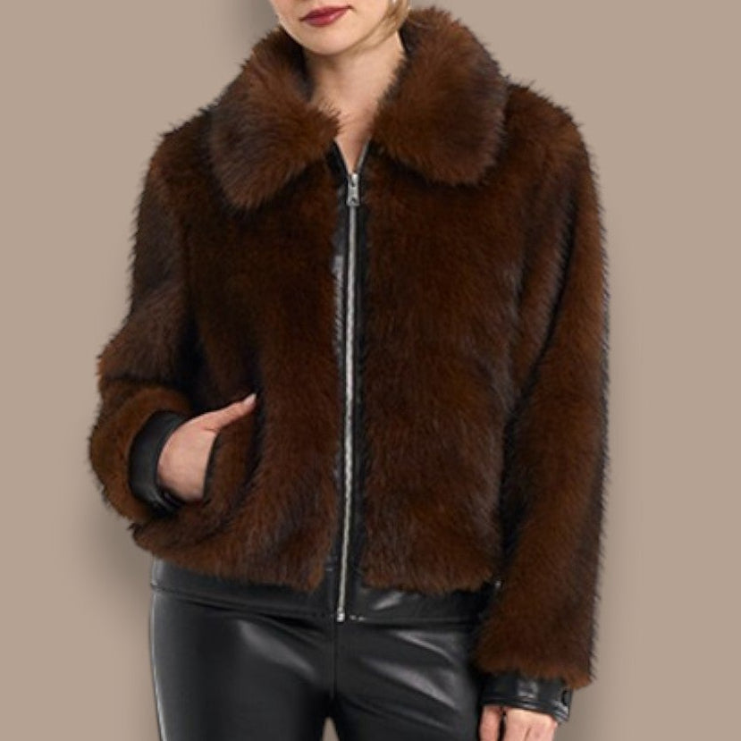 Moffi - Faux Fur Zip-Front Jacket