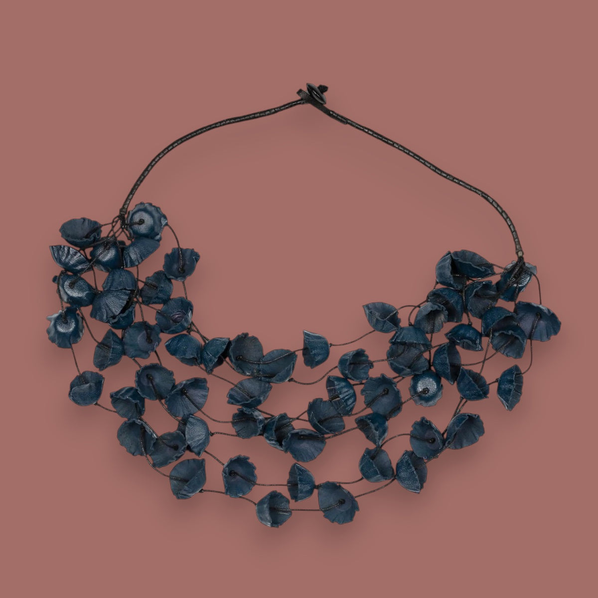 Suzie Blue - Multi Strand Leather Cup Necklace