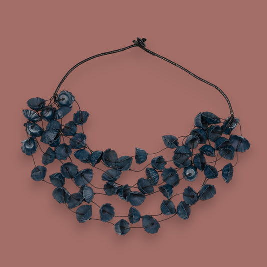 Suzie Blue - Multi Strand Leather Cup Necklace