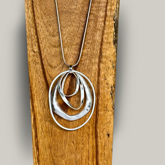 Red Coral - Abstract Multi-Ringed Necklace