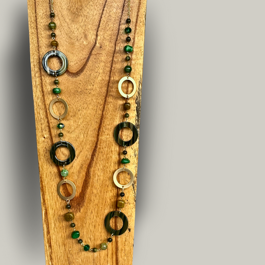 Red Coral - Hollowed Circle Piece Necklace