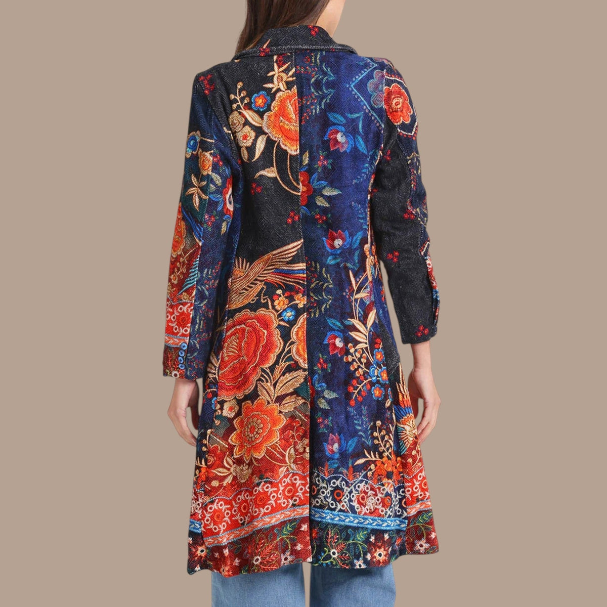 Orientique - Floral Print Long Coat
