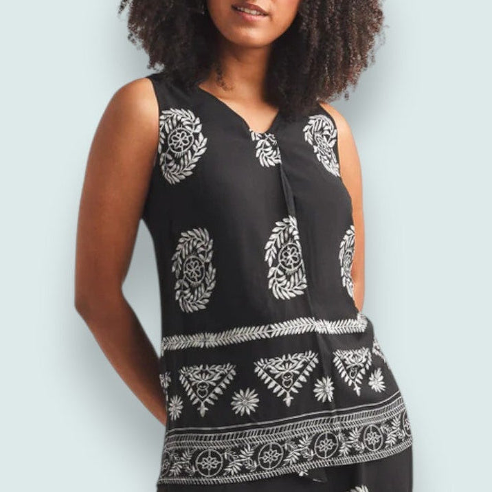 Papillon - Border Print Sleeveless Top