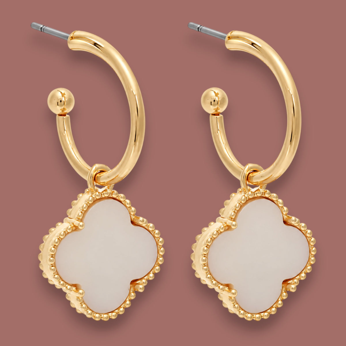 Merx - Reversible Clover Charm Hoop Earrings