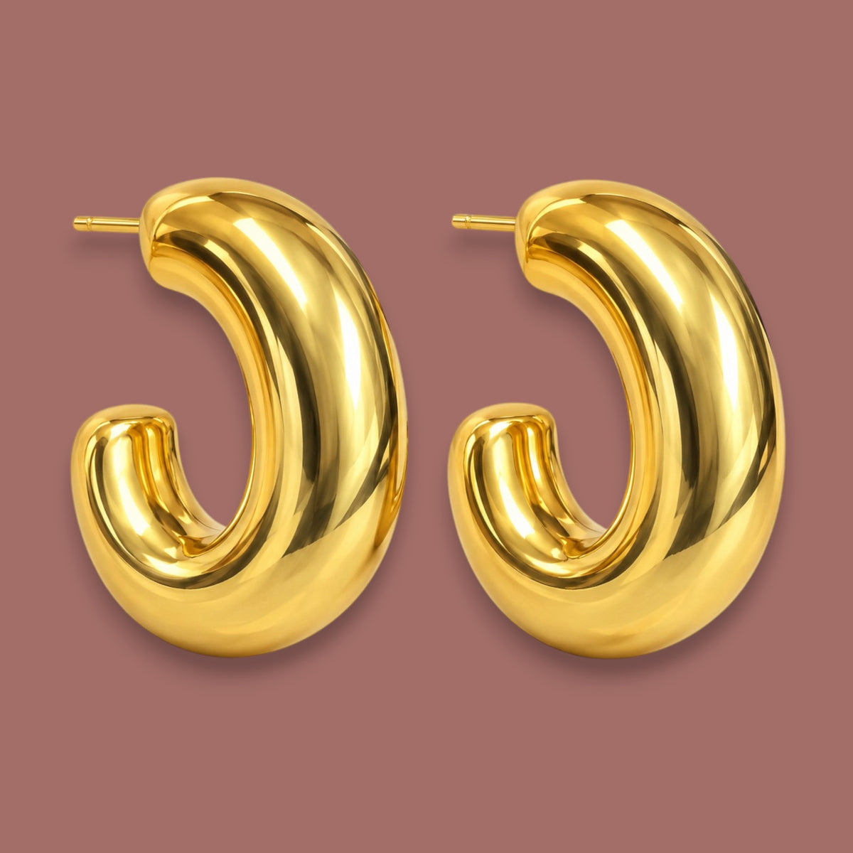 Merx - Polished Chunky Hoop Earrings