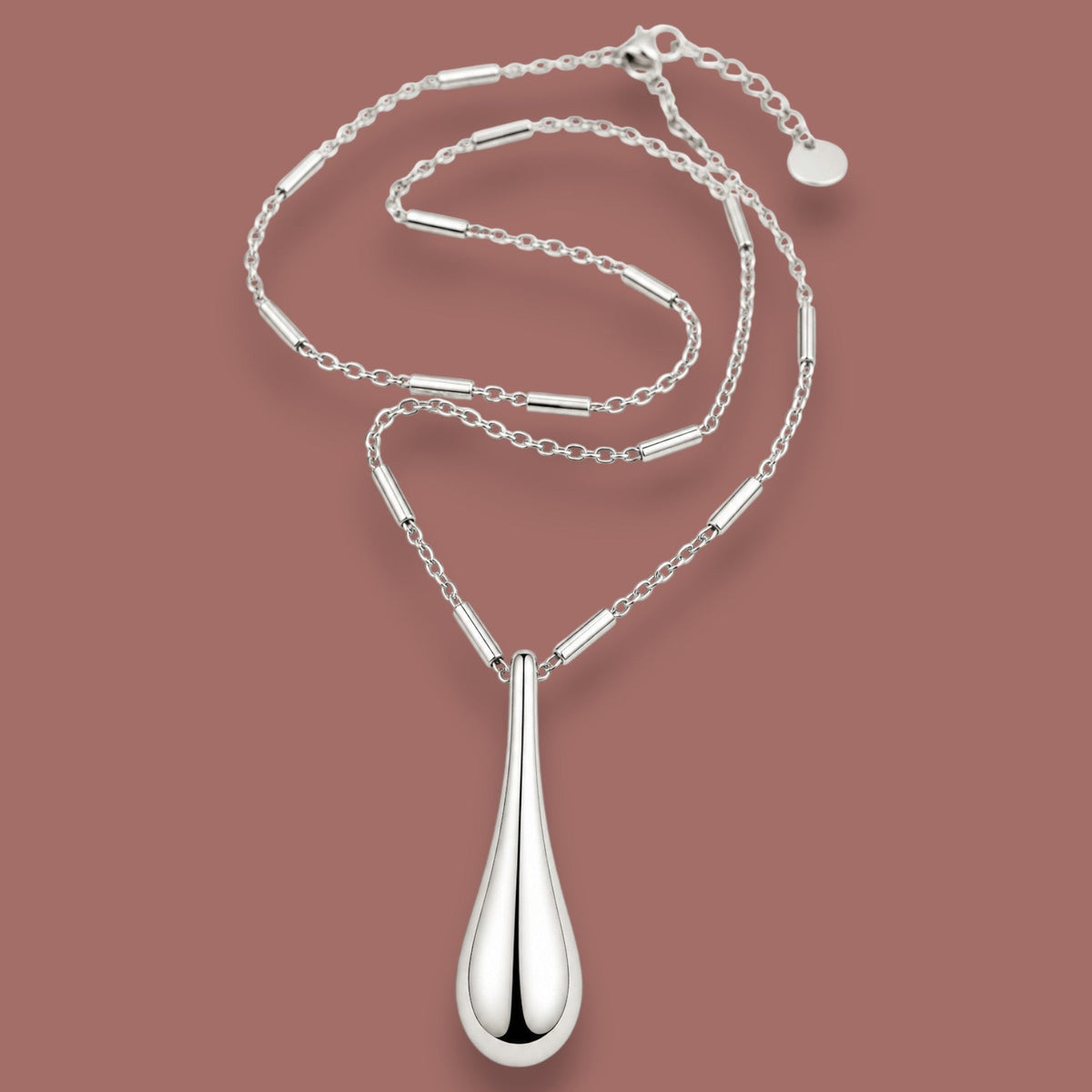Caracol - Sculpted Teardrop Long Pendant Necklace