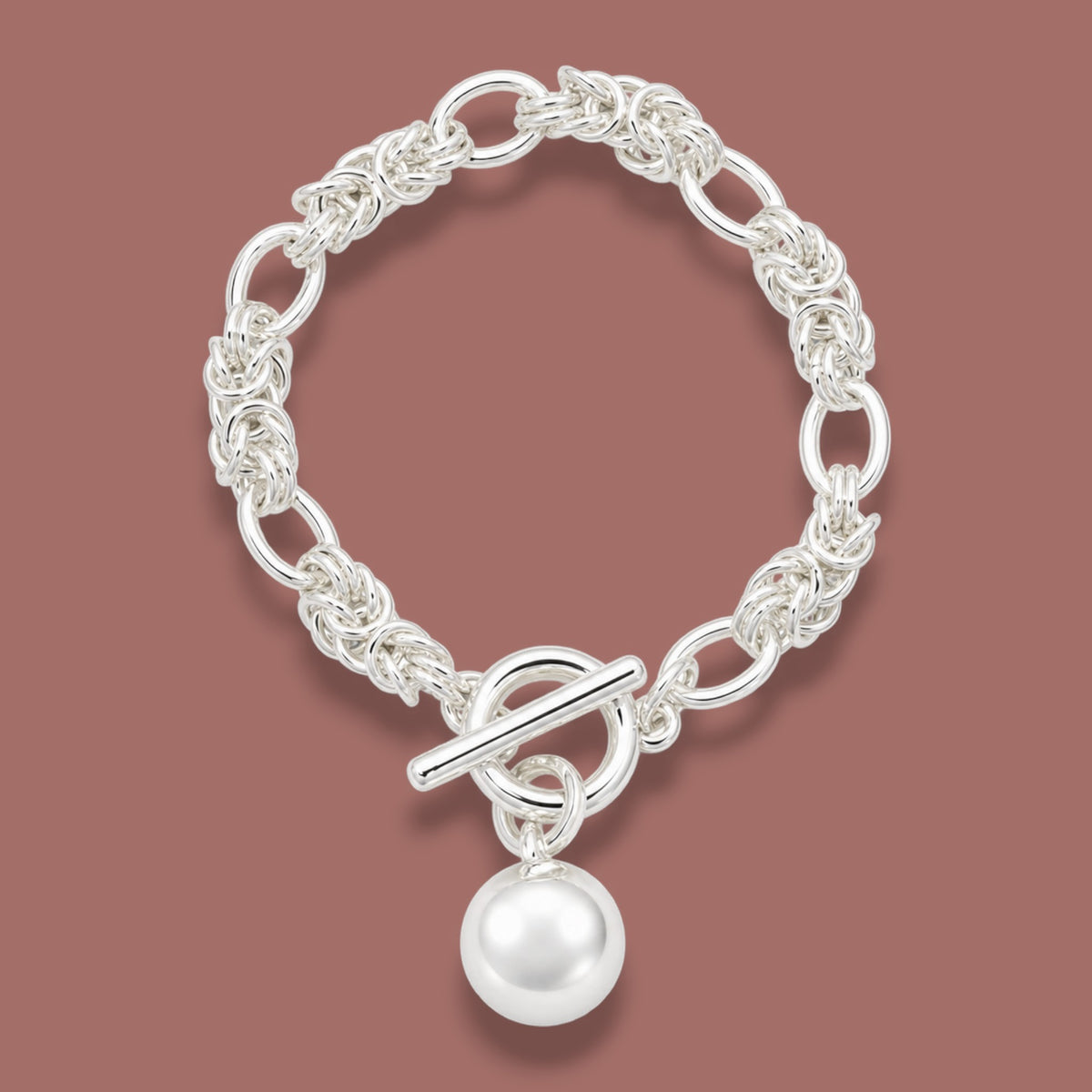 Merx- Textured Link Ball Charm Bracelet