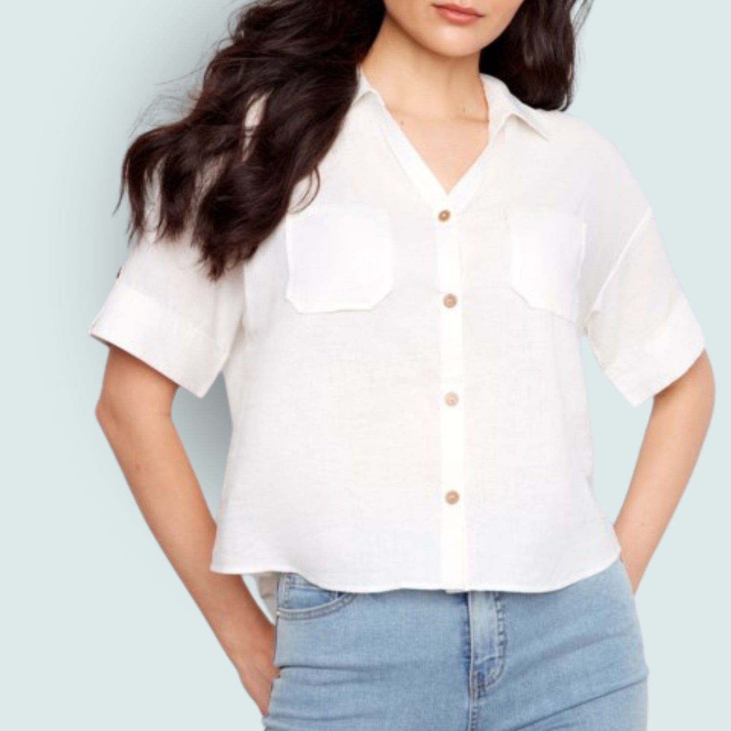 Charlie B - Button Front Short Sleeve