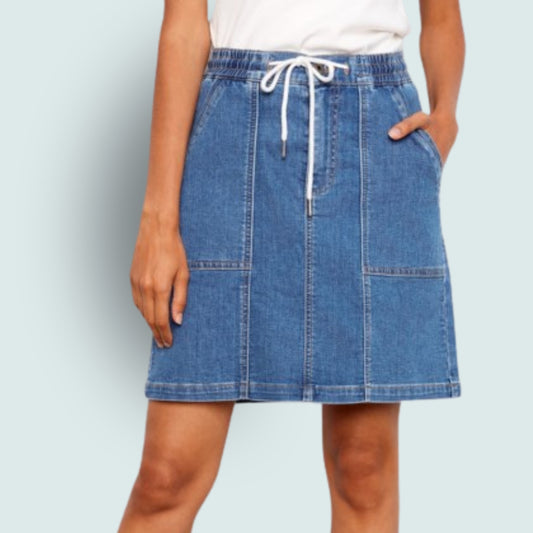 Charlie B - Drawstring Denim Skort