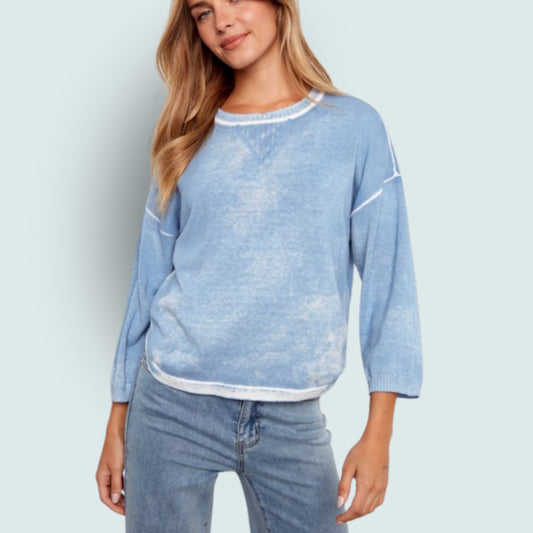 Charlie B - 3/4-Sleeve Washed Sweater