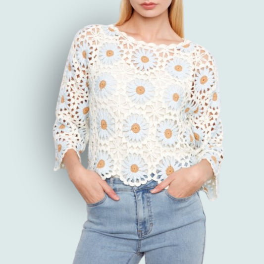 Charlie B - Floral Crochet Long Sleeve