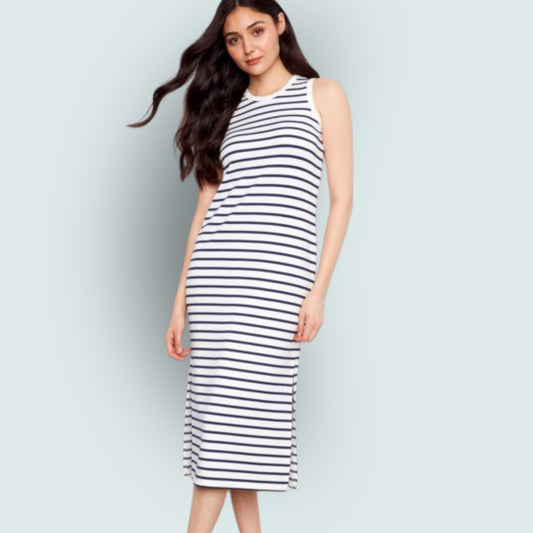Charlie B - Scuba Sleeveless Striped Dress