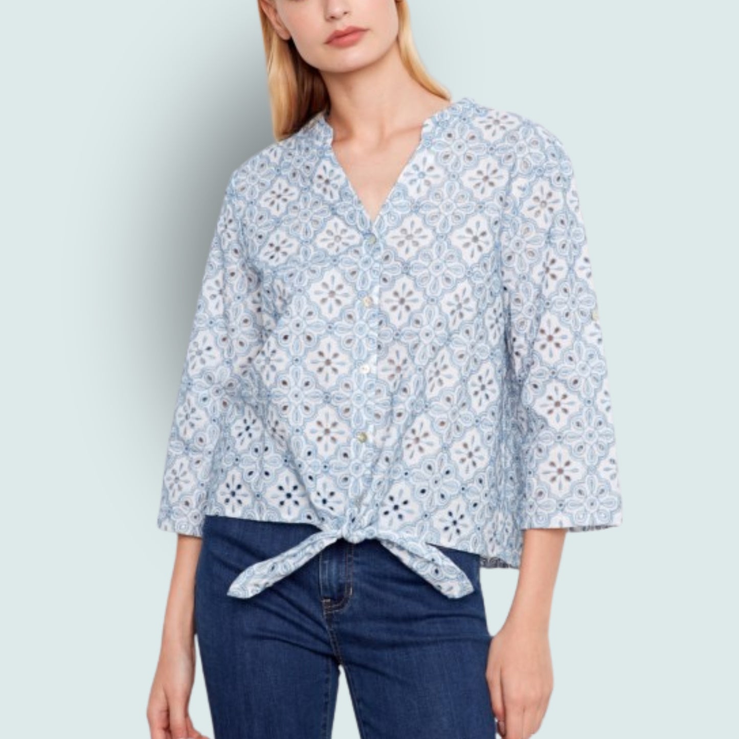 Charlie B - Eyelit 3/4-Sleeve Top