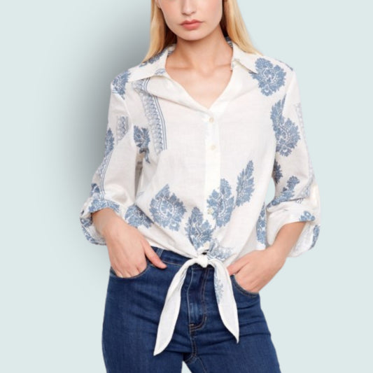 Charlie B - Printed Tie-Front Top