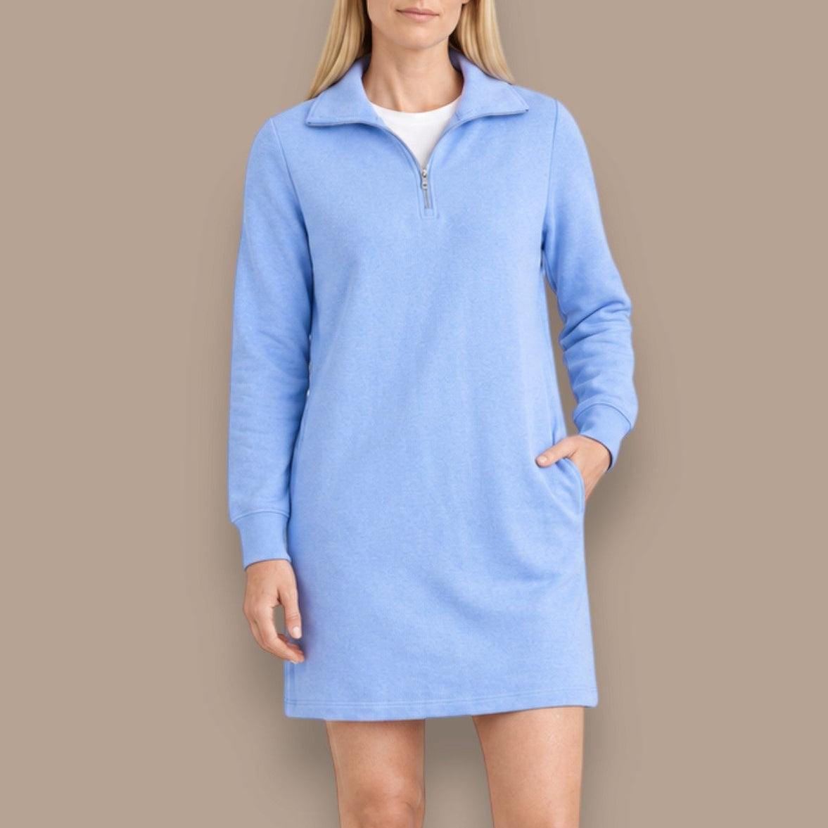 DKR - Ultra-Soft Brushed Fleece Quarter-Zip Dress